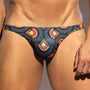 String de bain ES Collection Peacock Print 2605 noir