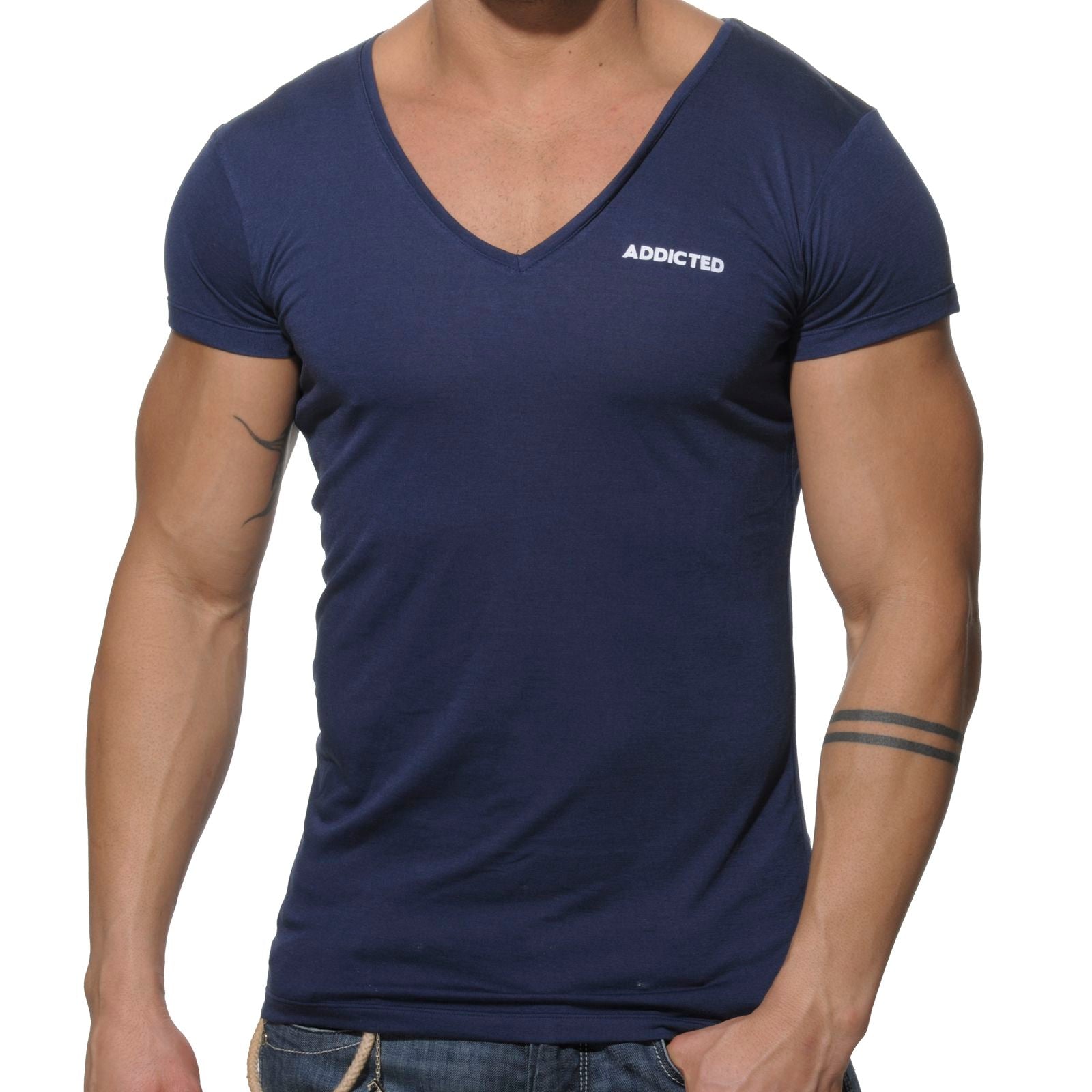 T-Shirt Col V Addicted AD177