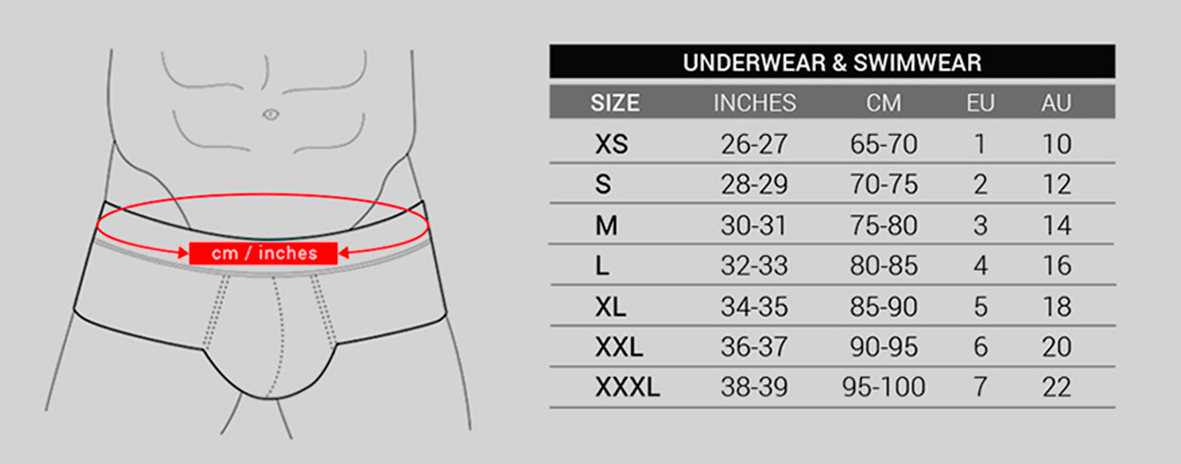 Mens Underwear Sizes Chart